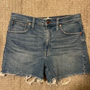 Madewell size 30 light denim high rise distressed shorts